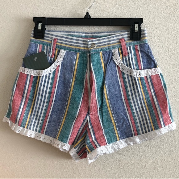 Vintage Deadstock 90’s Striped Shorts - Picture 1 of 4